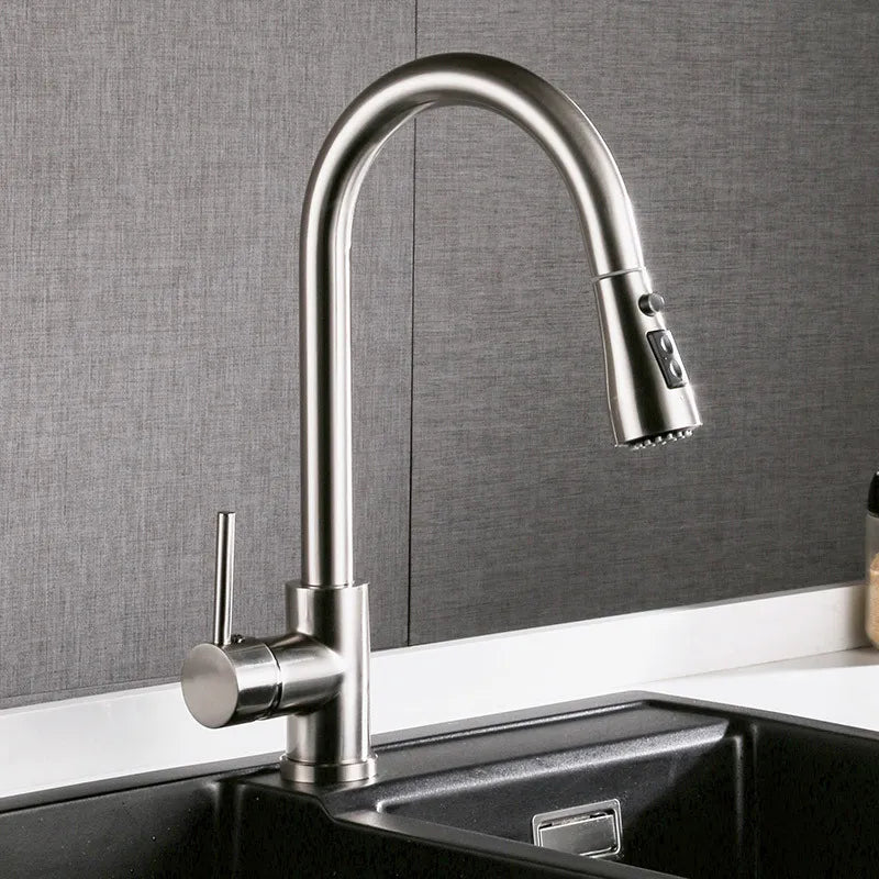 Pull-Out Brushed Copper Kitchen Faucet